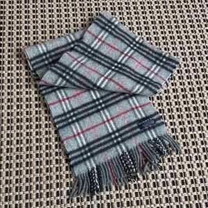 Burberry Gray and Red Scarf